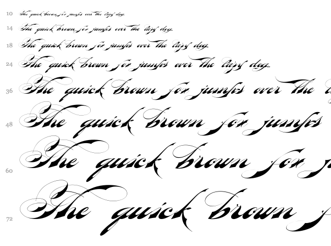 Bradstone-Parker Script font waterfall